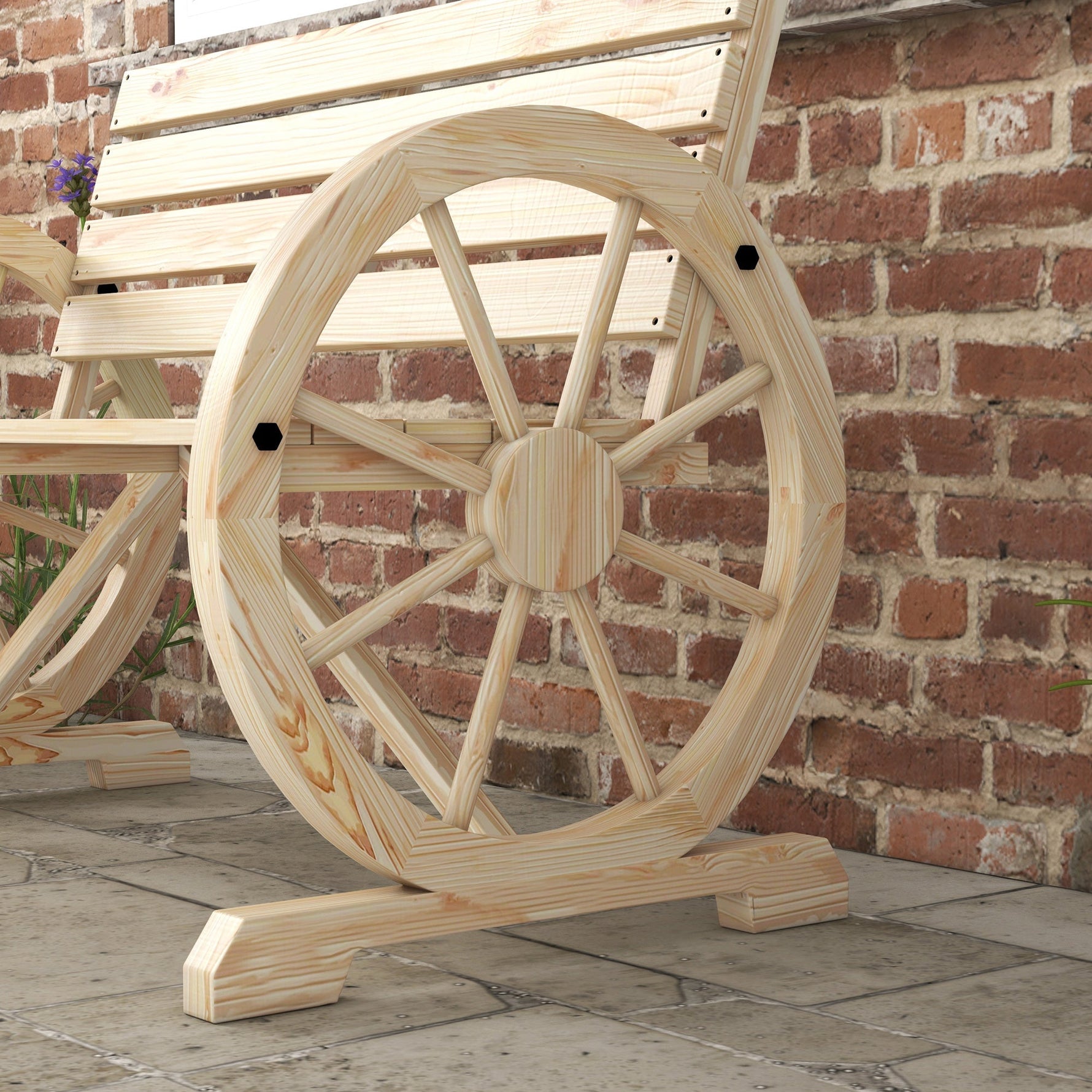2-seater Garden Bench with Armrests, 240 kg Load Capacity, Fir Wood, Natural