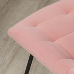 Dining Chair Set, Velvet Backrest, Steel Legs, Pink