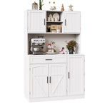 Tall Kitchen Sideboard with LED Strip and Built-in Socket, White