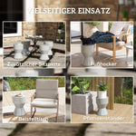 Ceramic Stool, Hourglass Shape, Weatherproof, Light Grey