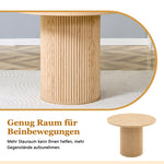 Minimalist Round Dining Set 100cm 4 Chairs Faux Leather - Light Wood/Grey