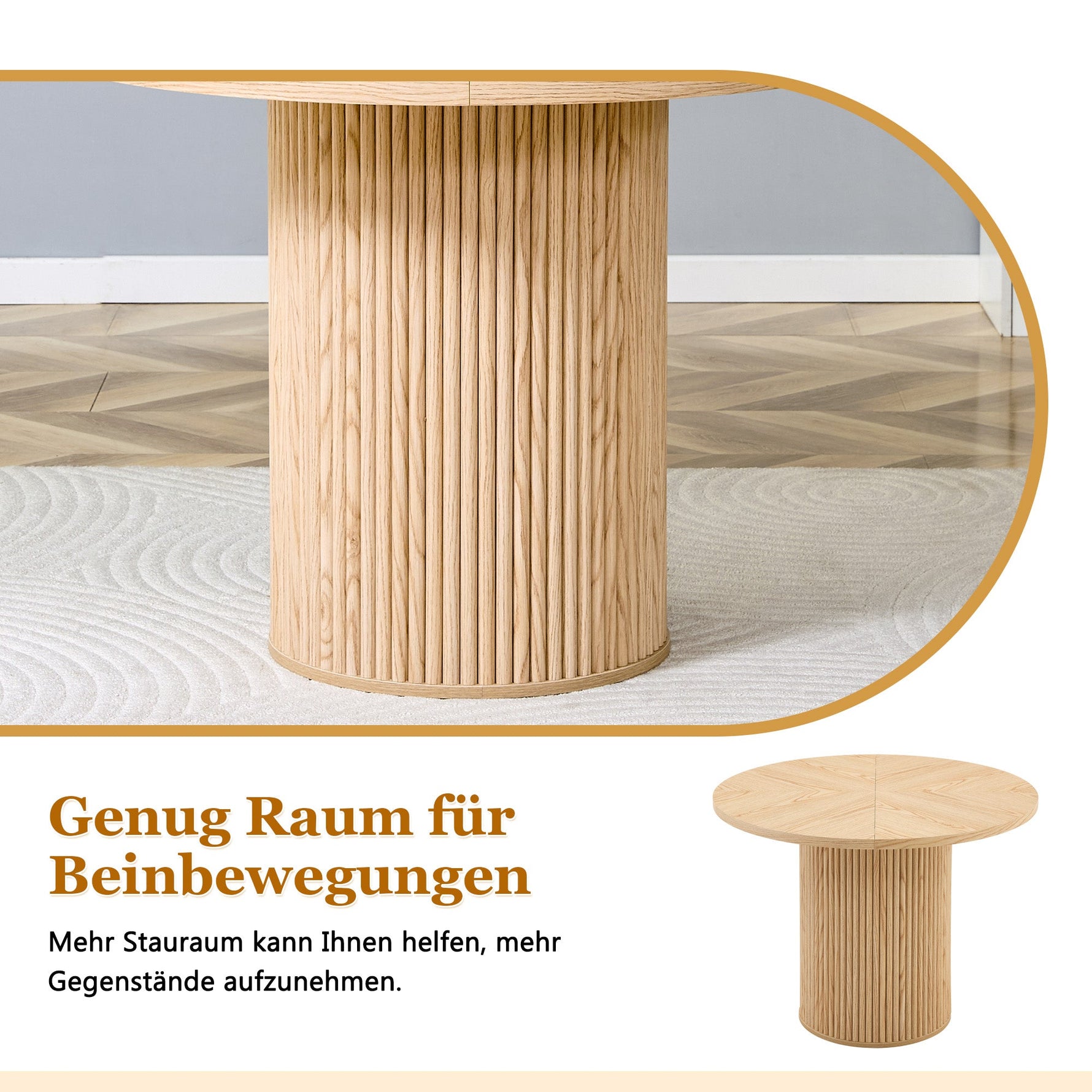 Minimalist Round Dining Set 100cm 4 Chairs Faux Leather - Light Wood/Grey