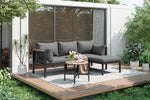 Garden Furniture Set Corner Suite with Sofa, Table & Stool, Grey