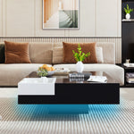 Coffee Table high gloss with removable storage box LED light effect white and black