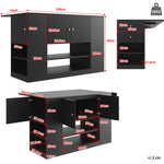 Modern Kitchen Island Cabinet Drawers Shelves Buffet Storage - Black