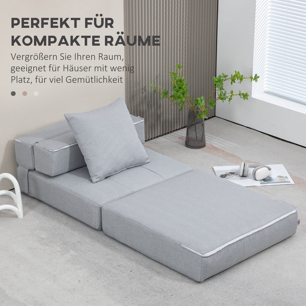 Foldable Sleeper Chair 2-in-1 Bed Function 100kg Capacity, Guest Bed