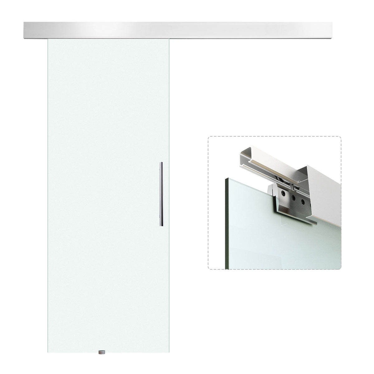 Glass Sliding Door Complete Set, Interior with Handle Bar, 2050x900mm, Frosted Glass