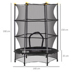 Children's Trampoline, Ø140 cm, with Safety Net, Black Steel Plastic