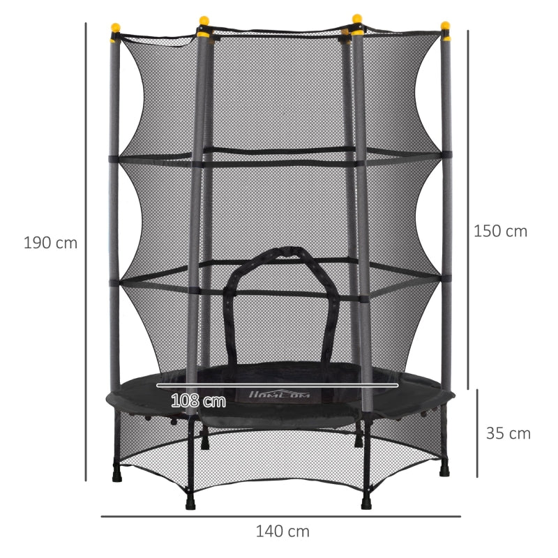 Children's Trampoline, Ø140 cm, with Safety Net, Black Steel Plastic