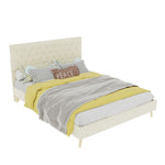 Modern Minimalist Soft Bed with Mattress 140x200cm, Beige