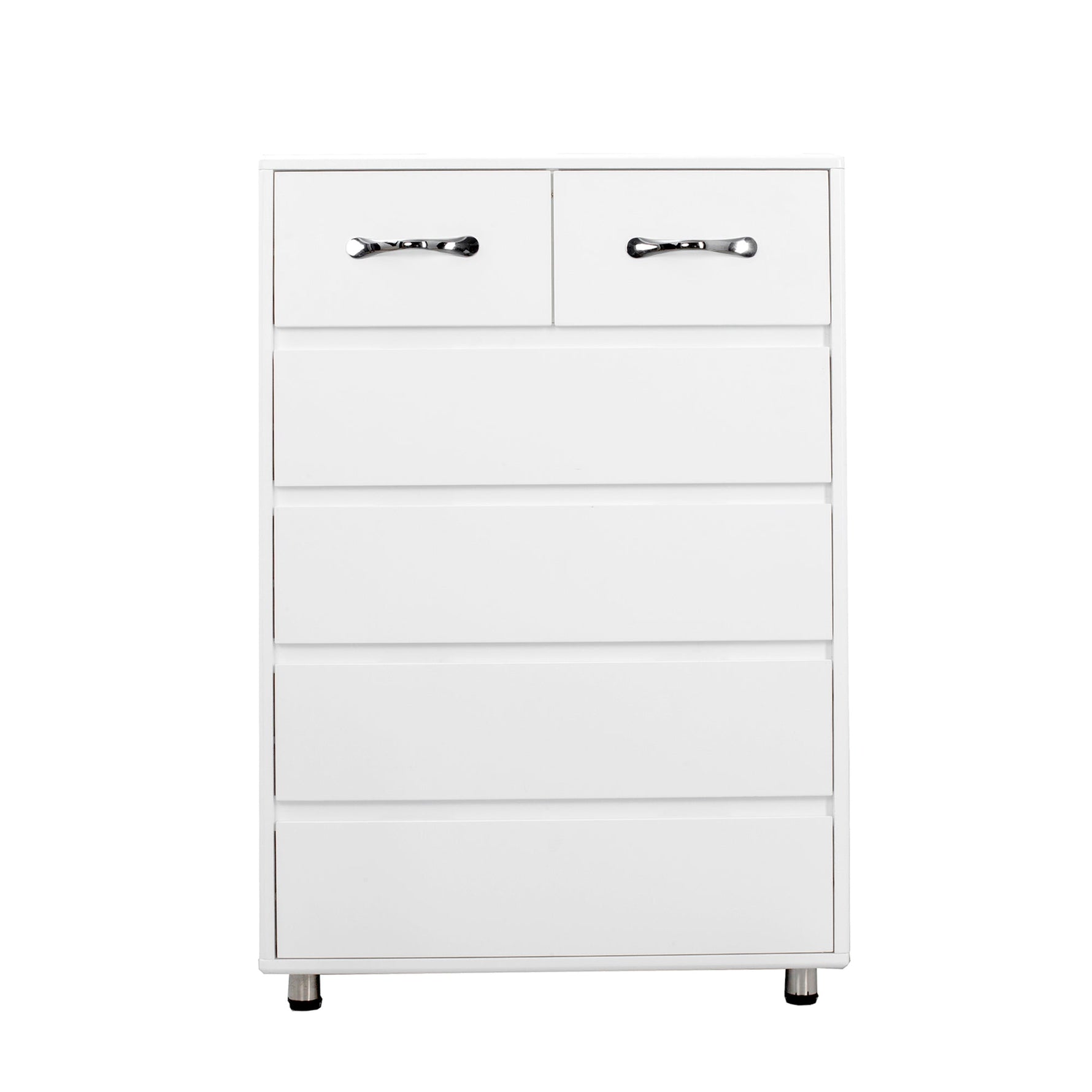 Side Table Six Drawer, White