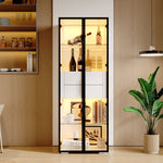 Display Cabinet, Tempered Glass Door, LED, 2 Drawers, White