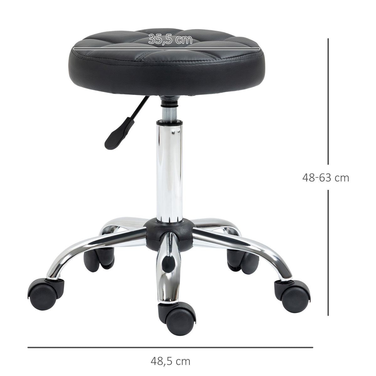 Salon Stools, Height Adjustable Swivel Rolling, Faux Leather Black
