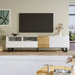 Modern TV Cabinet, Minimalist Design 180x50x38cm, White & Wood Look