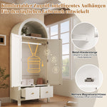 Wardrobe with Rattan Weave and 2 Doors, 181x78x45cm, White Wood