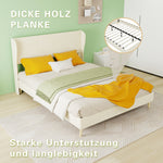 Upholstered Bed with Soft Headboard & Mattress, 140x200 cm, Beige