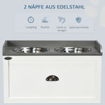Dog Bowl with Drawer 2x2L Raised Stainless Steel Feeding Station, White