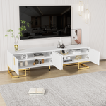 TV Cabinet Lowboard Textured Door Gold Handles and Feet