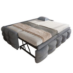 Extendable Upholstered Sofa Bed with Slatted Base and Teddy Velvet Fabric, Grey