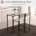 Bar Table with 2 Chairs, 3-Piece Set, MDF, Natural and Black