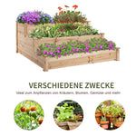 Raised Garden Bed 3-Tier Planter Flower Stand, Natural Fir Wood