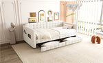 Upholstered Sofa Bed 90x190 with Storage & Drawers in Beige Velvet