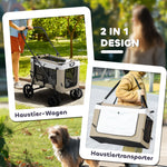 Foldable Pet Stroller, Removable Bag, 4 Wheels, Khaki 600D Oxford Fabric