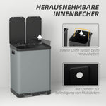 Trash Can 2x30L Pedal Bin with Lid, Metal