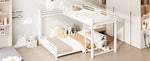 L-Shaped Bunk Bed with 90x200 and 140x200 Metal Frame, White