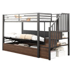 Iron Loft Bed with Hydraulic Function, Padded Backrest and Safety Ladder, 90x200cm, Black PU