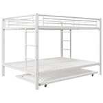 Bunk Bed with Pull-Out Bed and High Railings, 140x200cm Iron Frame, White