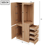 Wardrobe 70x40x170cm Drawers Single Door Open Storage - Wood Color