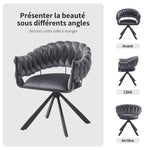 Dining Chair Set of 4, Modern Velvet Ergonomic Vanity Metal Legs, Grey