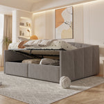 Upholstered Sofa Bed, 140x200cm, Hydraulic Support, Slatted Frame, Armrests, Velvet Fabric, Grey