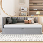 Sofa Bed, L-Shaped Pull-Out 90/180x200cm, Velvet Gray