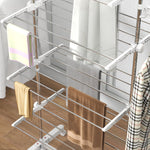 Mobile Clothes Airer, Foldable 4 Levels with Wheels, White ABS