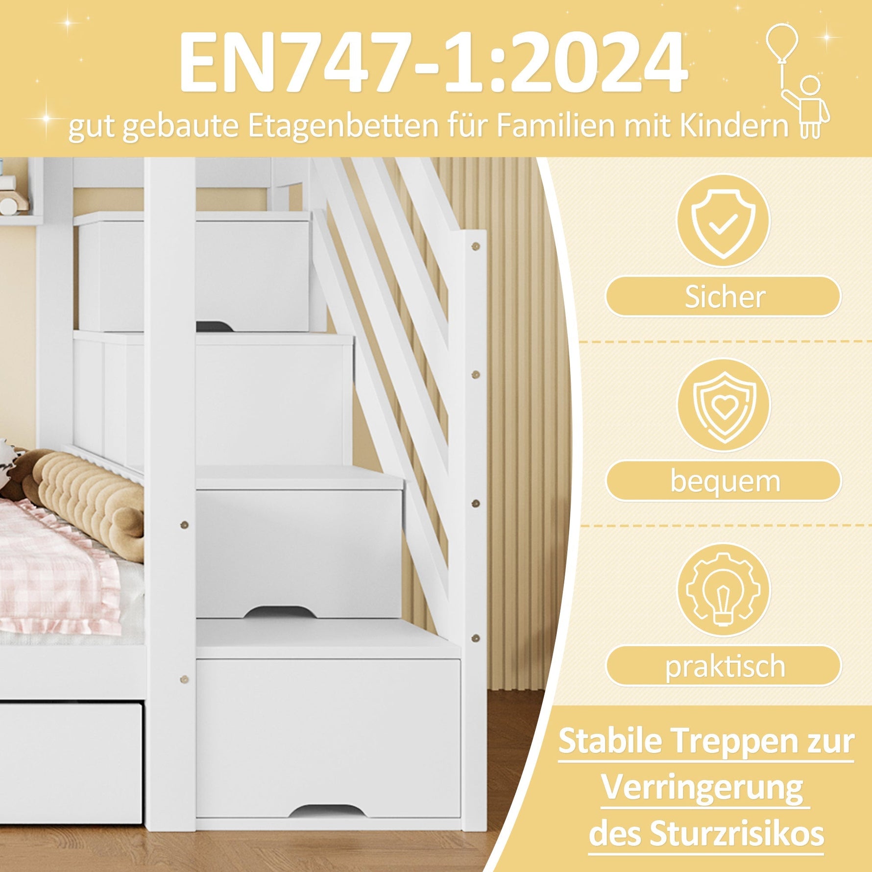Bunk Bed 90x200cm Drawer Shelf Wardrobe Storage - White