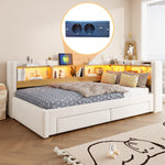 3-in-1 Sofa Bed 90x200 Extendable Daybed with LED & Drawers