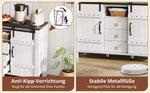 Sideboard Buffet 120cm Sliding Doors 3 Drawers - Rustic White