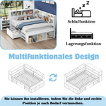 Children's Single Bed 140x200cm Storage Drawers Bookshelf White