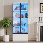 Display Cabinet 80x34x200cm Tall with LED Lights 2 Doors Aluminum Frame White