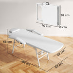 Massage Table, Folding Portable, Faux Leather, White