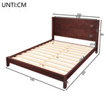 Platform Bed with Headboard and Slatted Base, 160x200cm, Brown