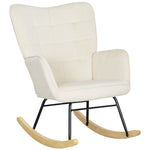 Rocking Chair, Armrests Wooden Base, Beige