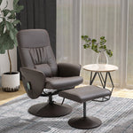 TV Armchair 2-piece Reclining 360° Swivel 10 Massage Points, Faux Leather Brown