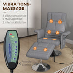 Electric Recliner Chair with Footstool, Reclining Function, Vibration Massage, Remote Control, Linen Look Dark Gray