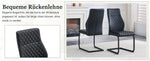 Dining Chair Set of 2 with High Backrest and Diamond Pattern, Black Metal Frame and PU Leather