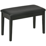 Piano Bench, Height-Adjustable with Storage, Leather Cushion, Black