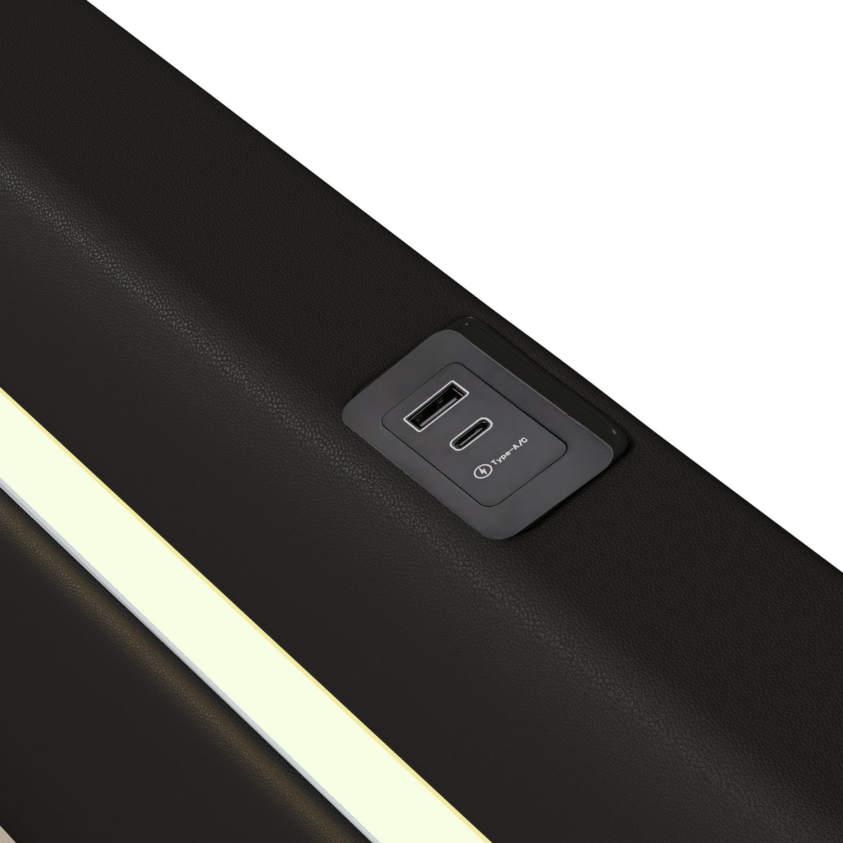 Children's Bed 90x200 with LED, Bluetooth & USB, PU Leather