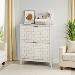 Vintage shoe cabinet, 80 cm, 2 folding drawers, white